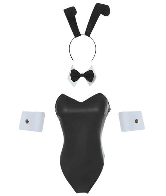 Bunny Costume Women's Cosplay Costume Leather Bunny Costume Set - Black-set in Jordan