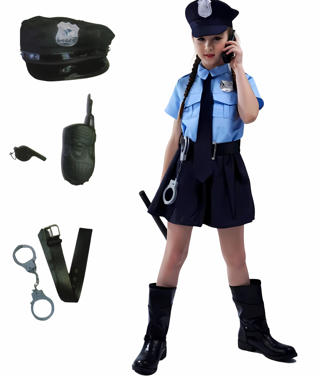 Child Girls Police Uniform Costume Kids Cosplay Deluxe Police Dress Clothes Children 