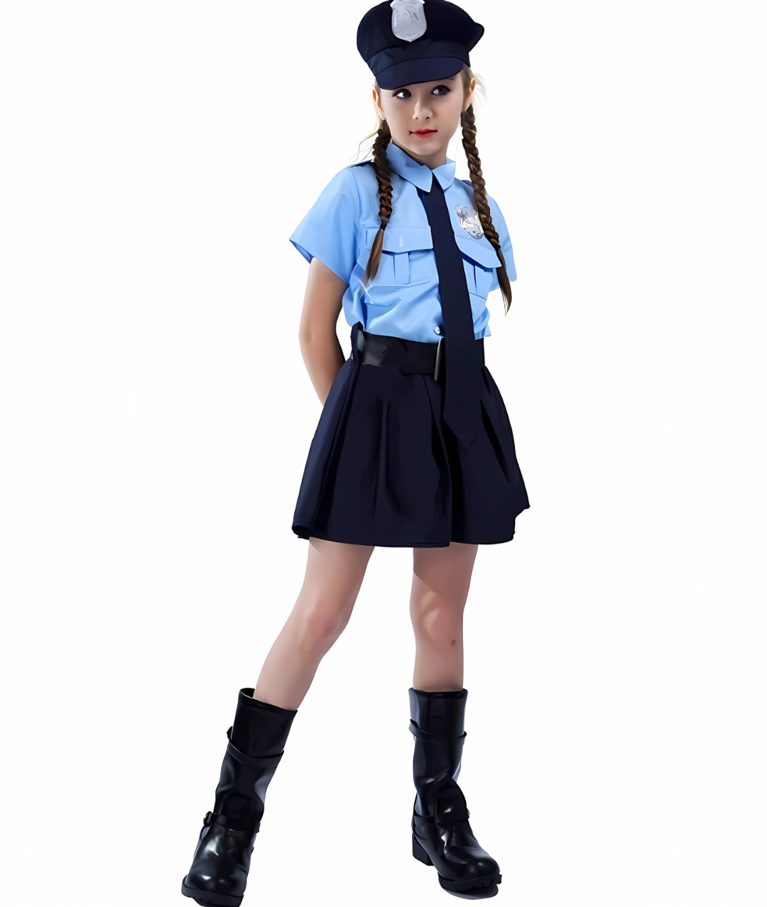 Child Girls Police Uniform Costume Kids Cosplay Deluxe Police Dress Clothes Children 