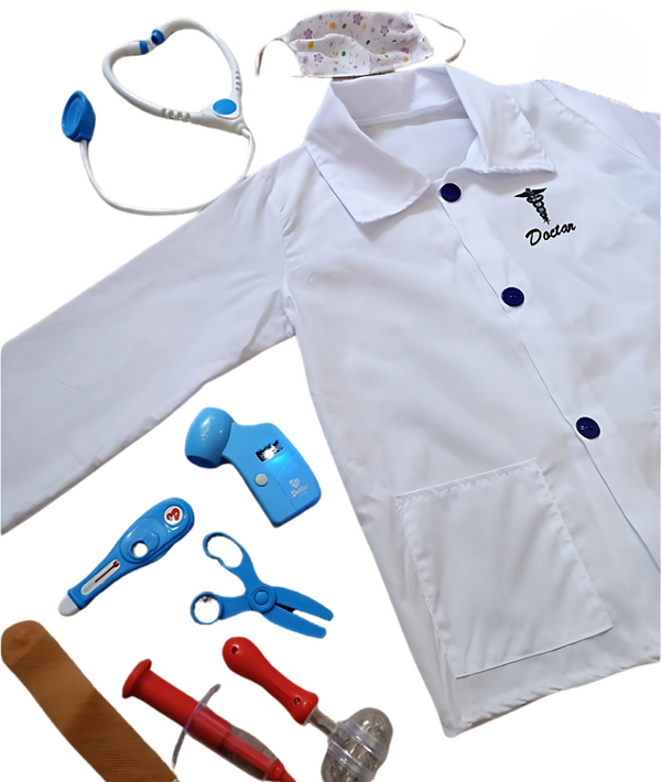 Child’s Doctor Costume Boys Girls Chief Surgeon Nurse Halloween White