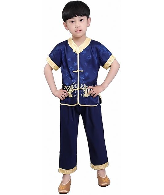 Chinese Kung Fu Tai Chi Uniform Outfit Dragon Embroidery Kids Black-set in Jordan