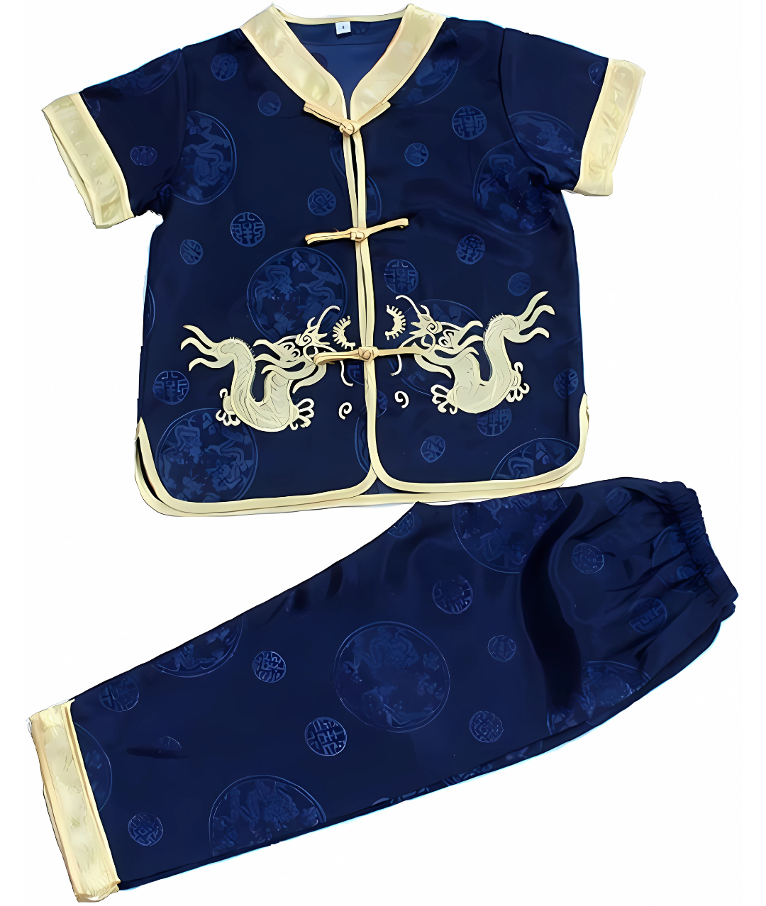 Chinese Kung Fu Tai Chi Uniform Outfit Dragon Embroidery Kids Black2