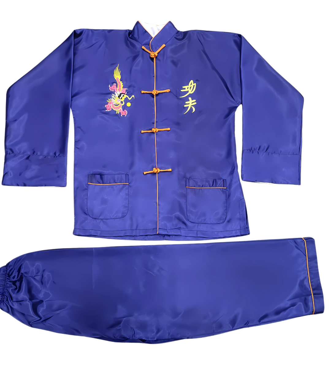 Chinese Kung Fu Tai Chi Uniform Outfit Dragon Embroidery Kids Blue-set in Jordan