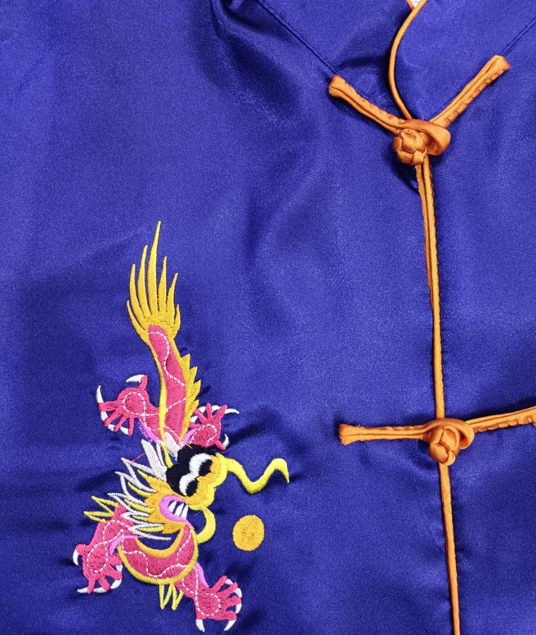 Chinese Kung Fu Tai Chi Uniform Outfit Dragon Embroidery Kids Blue2