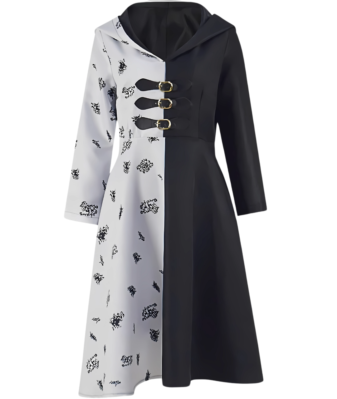 Cruella Devil Costume-Long Sleeve Dress Halloween Outfits for Women-set in Jordan