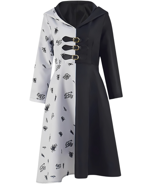 Cruella Devil Costume-Long Sleeve Dress Halloween Outfits for Women-set in Jordan
