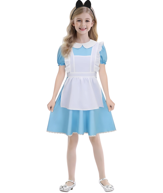 Deerose Kids Alice Costume with Apron Halloween Blue Maid Princess Dress-set in Jordan
