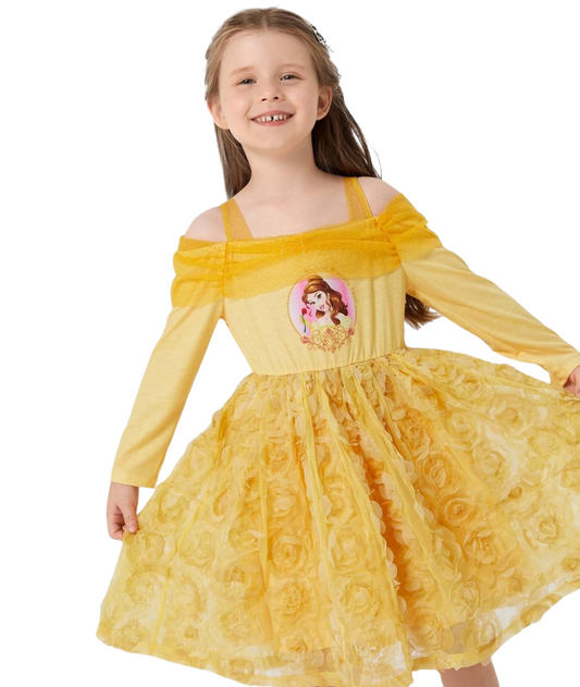 Disney Princess Belle Girl Flutter Long Sleeves Tulle Dress Costume-set in Jordan