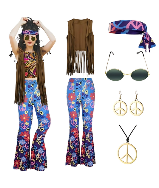Fancy Dress Costumes Women's Hippie Retro Suit 80s 90s Outfit Women Costume-set in Jordan