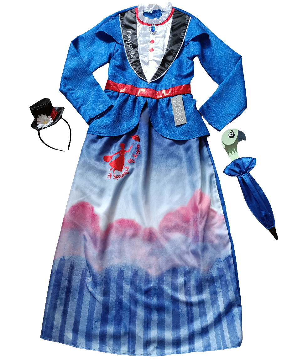 George Officially Licensed Mary Poppins fancy dress Costume with Headb FANTASIA Costume Shop