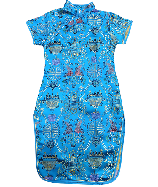 Girls Chinese Qipao Cheongsam Dress Blue-set in Jordan