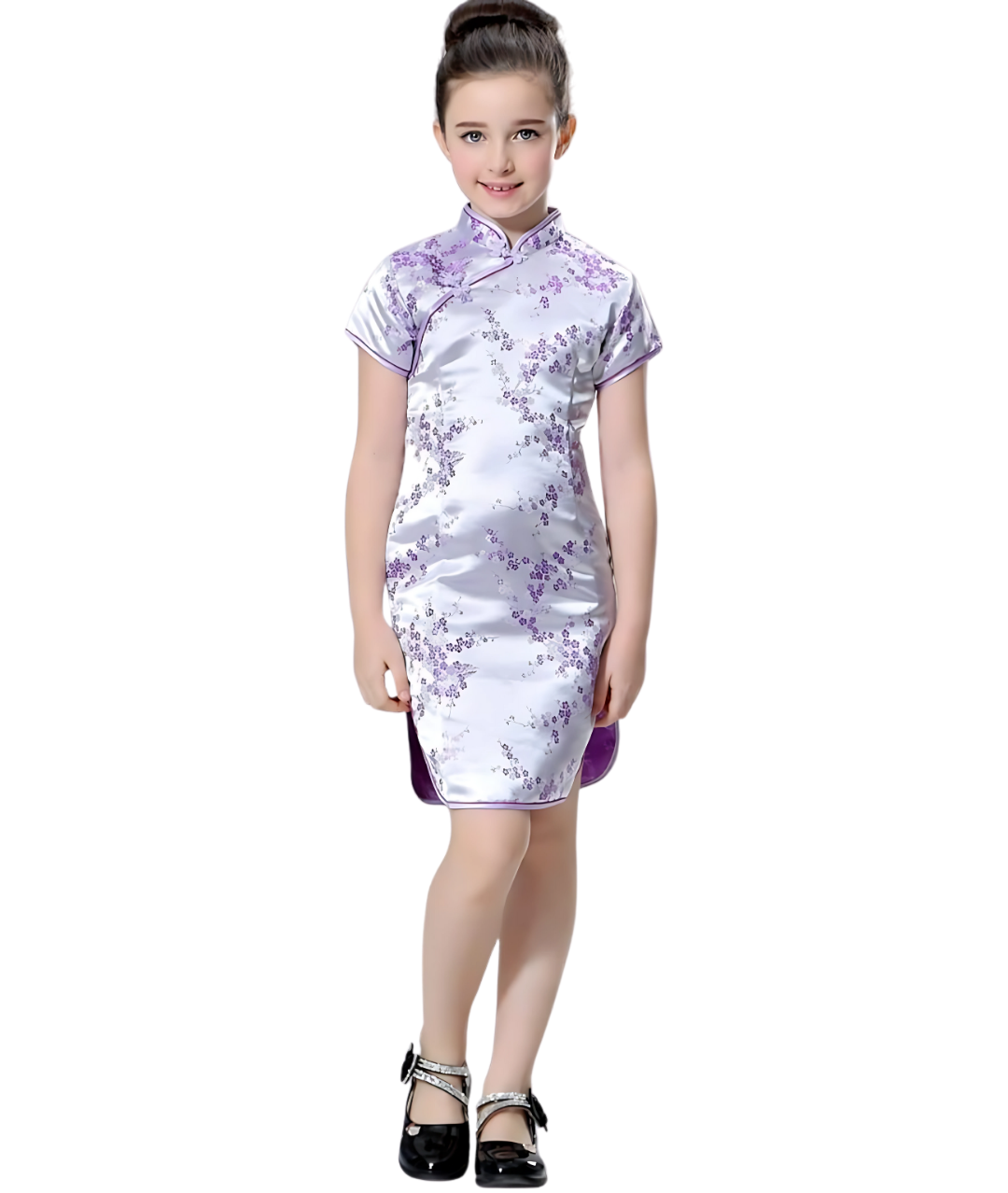 Girls Chinese Wintersweet Blossom Qipao Cheongsam Dress Purple Blossom-set in Jordan