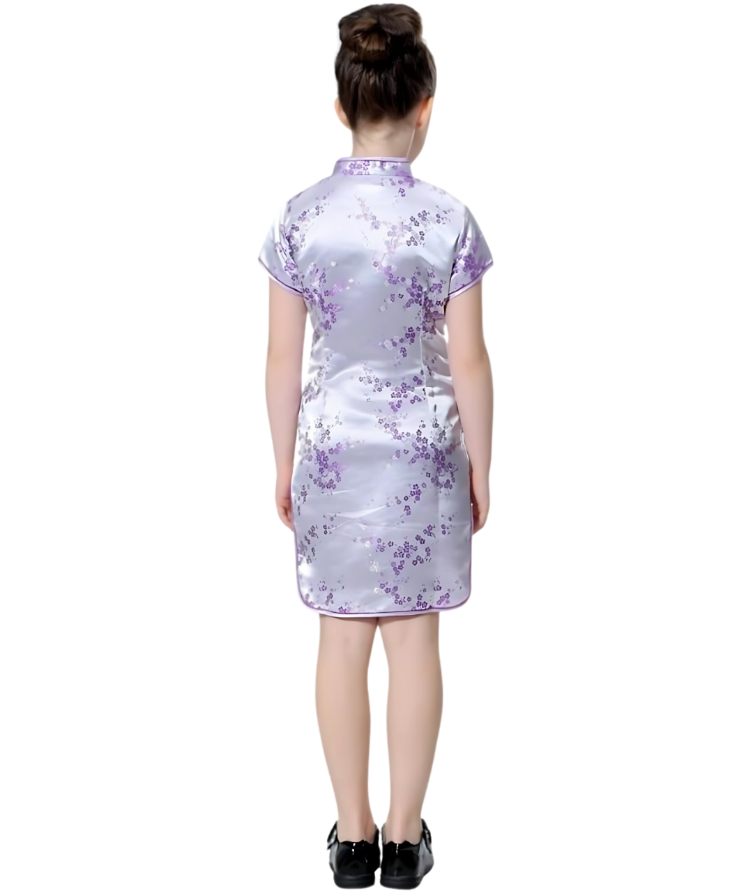 Girls Chinese Wintersweet Blossom Qipao Cheongsam Dress Purple Blossom2