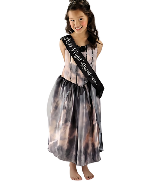 Girls Fright Queen Pageant Halloween Fancy Dress Costume