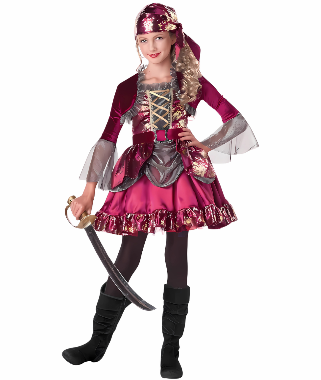 Girls Princess Sea Pirate Fancy Dress Costume