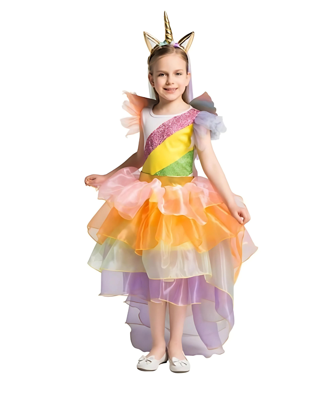 Girls Rainbow Unicorn Princess Costume Book Week Child Kids Tutu Fancy Dress