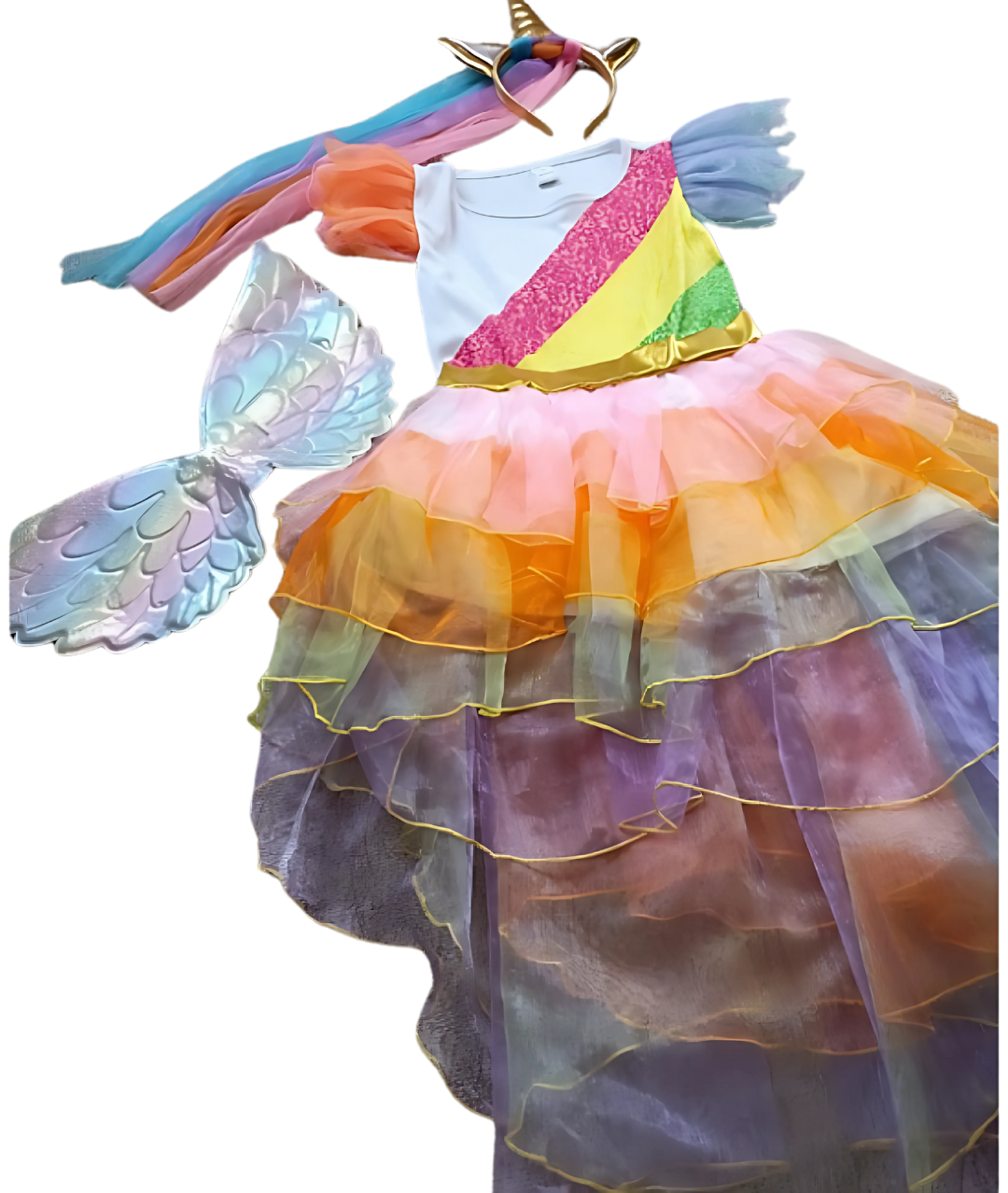 Girls Rainbow Unicorn Princess Costume Book Week Child Kids Tutu Fancy Dress1
