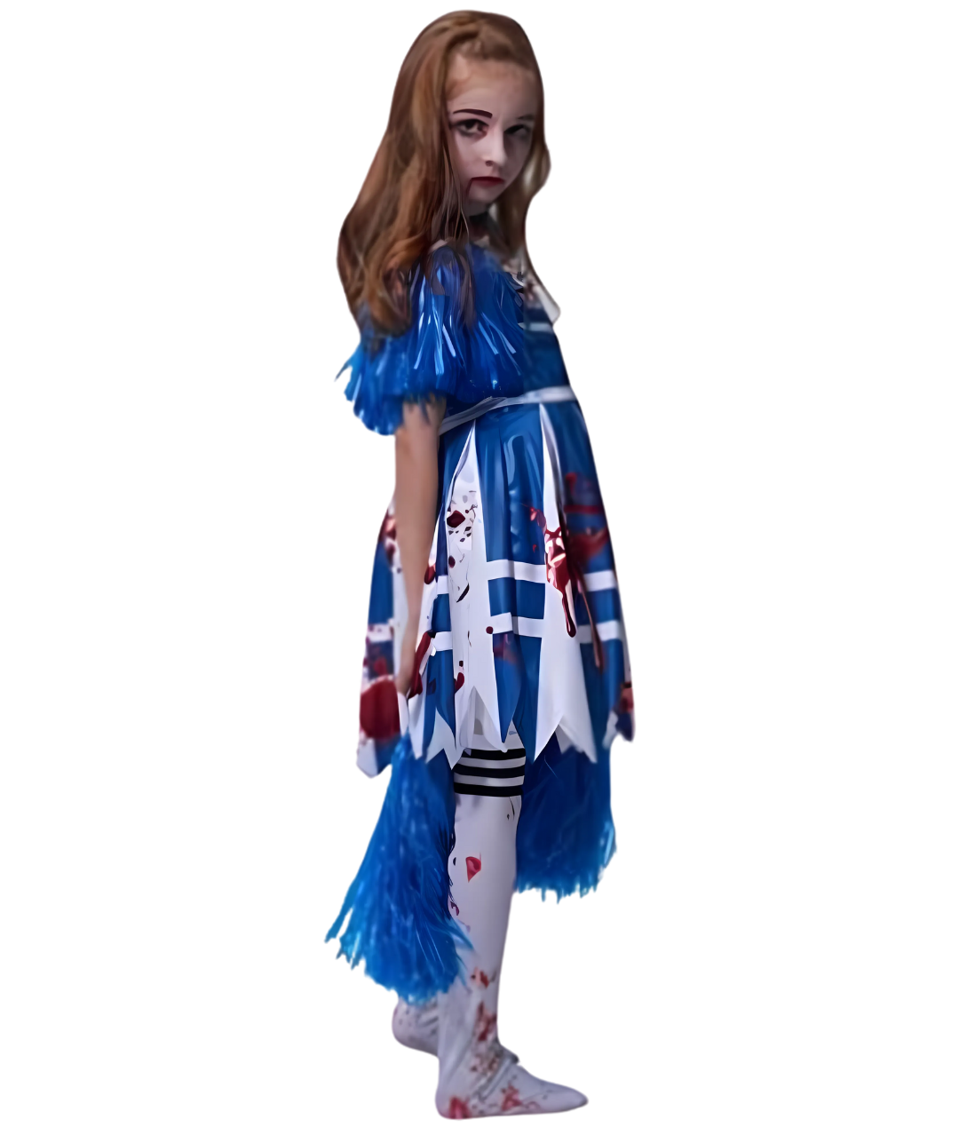 Girls' Zombie Cheerleader Costume, Girls Senior Middle School Bloody Fancy Dress Halloween Outfits2