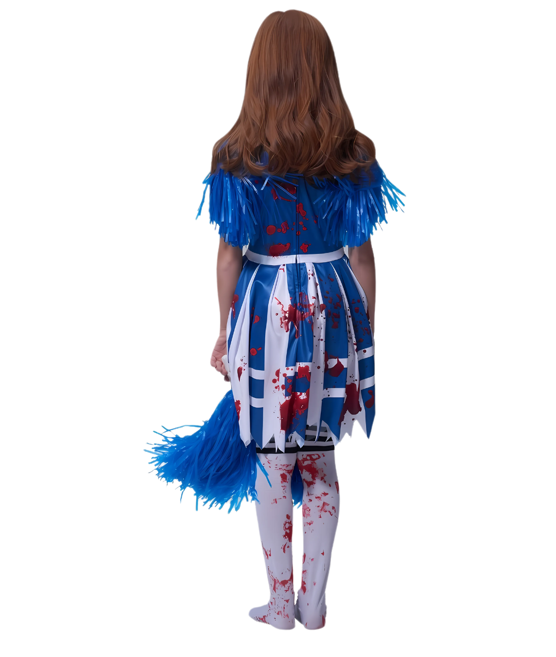 Girls' Zombie Cheerleader Costume, Girls Senior Middle School Bloody Fancy Dress Halloween Outfits3