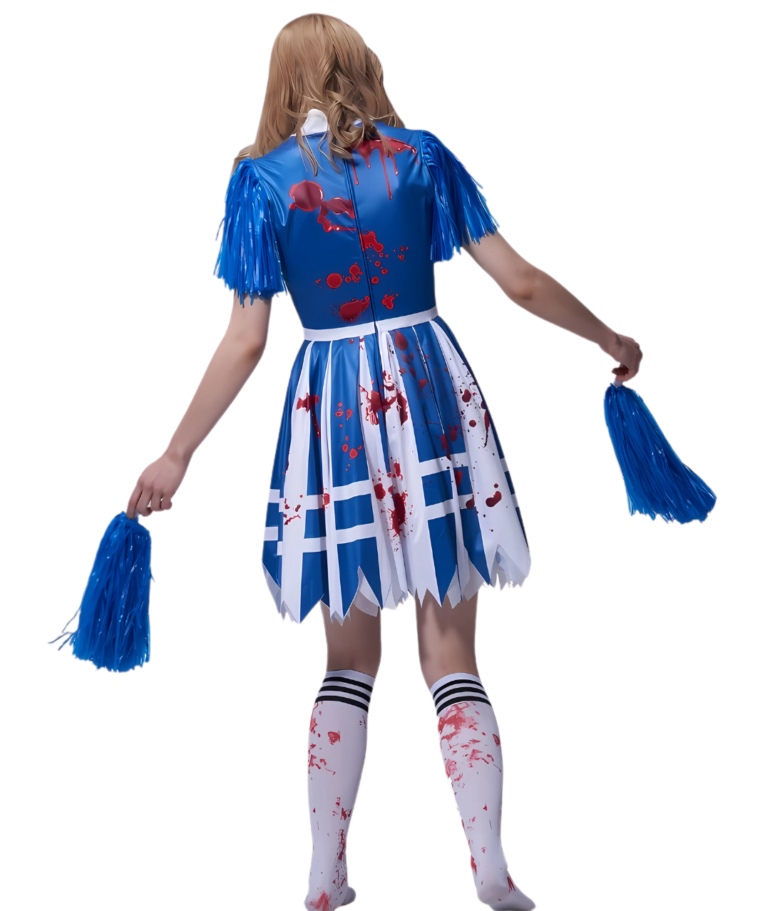 Girls' Zombie Cheerleader Costume, Girls Senior Middle School Bloody Fancy Dress Halloween Outfits4