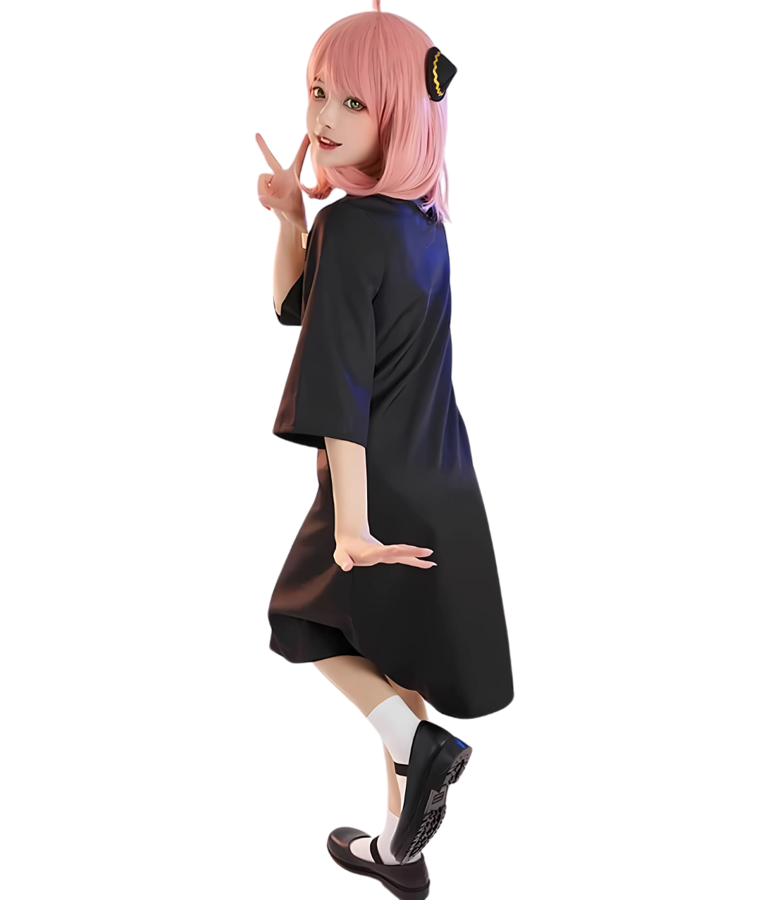 Haikyuu Women Anime Cosplay Costume Home wear Black Dress with Hair Accessories1