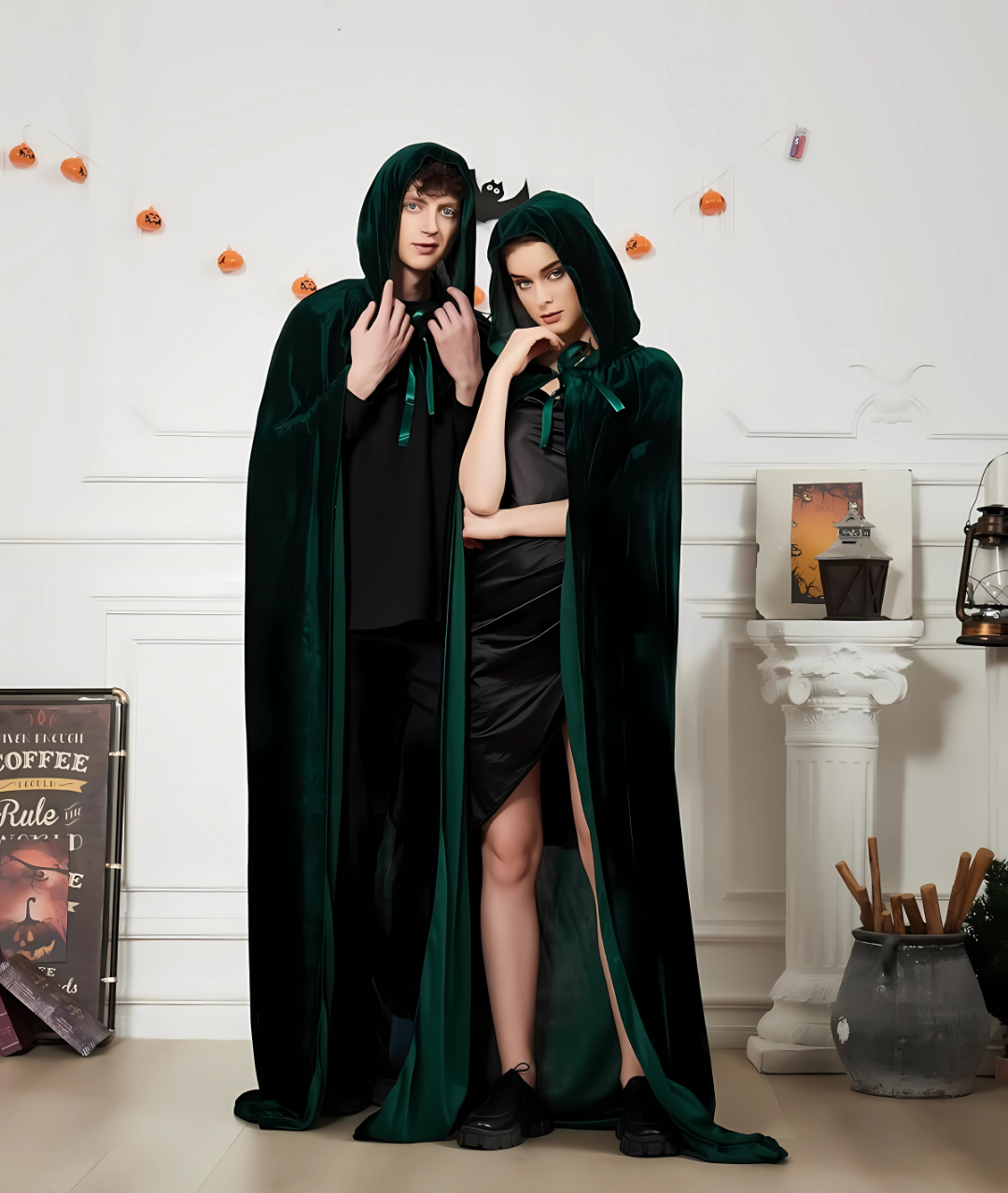 Halloween Cloak Gothic Hooded Cloak Adult Elf Witch Long3