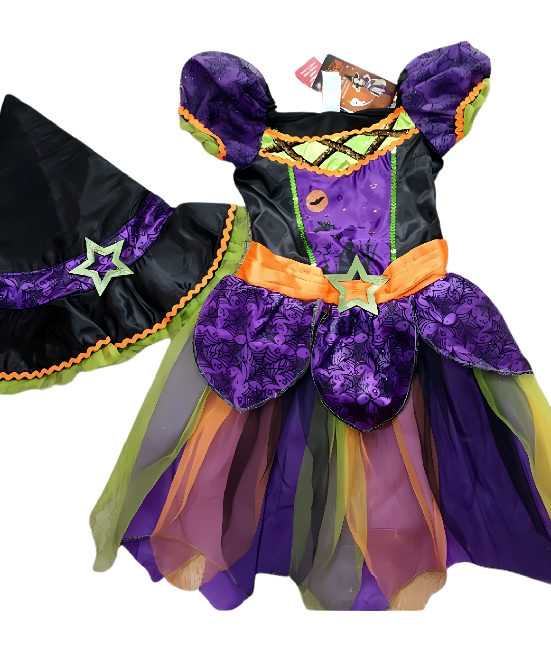 Halloween Costume for Girls Colored Witch Costume Fairy Tale Fancy Dress-set in Jordan