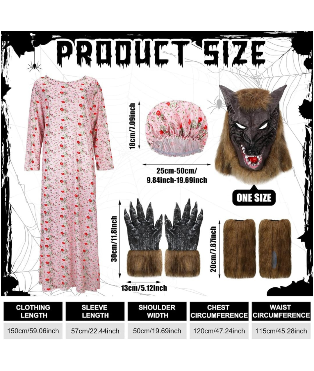 Halloween Granny Costume Cosplay Dress Wolf Character from Little Red Riding Hood3