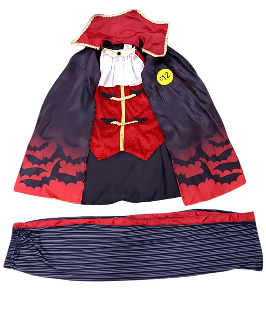 Kids Dracula Vampire Halloween Costume Top with Cape