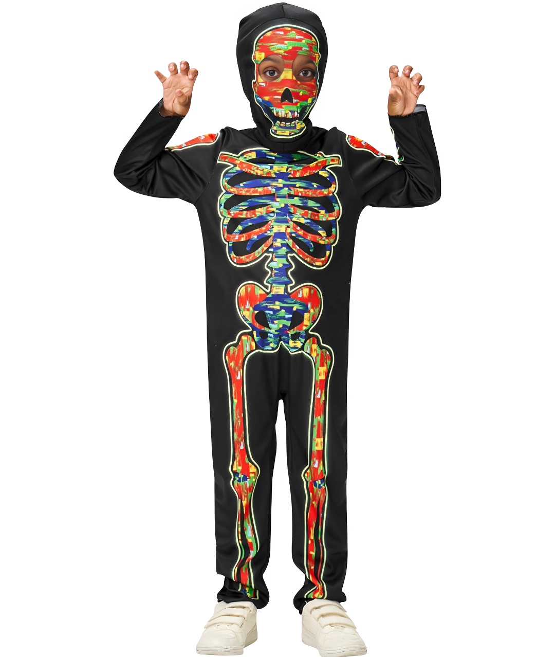 Kids Glow Skeleton Costume, Bones Skull Jumpsuit with Hood Mask Suit Halloween-set in Jordan