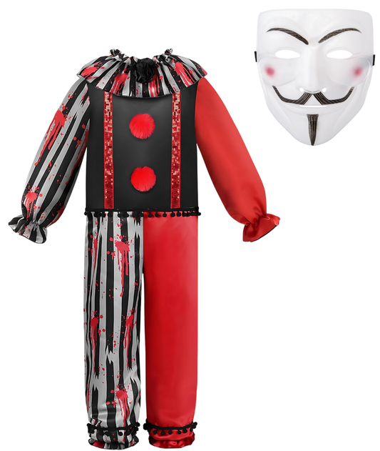 Killer Clown Costume Scary Clown Costume for Kids with Clown Mask-set in Jordan
