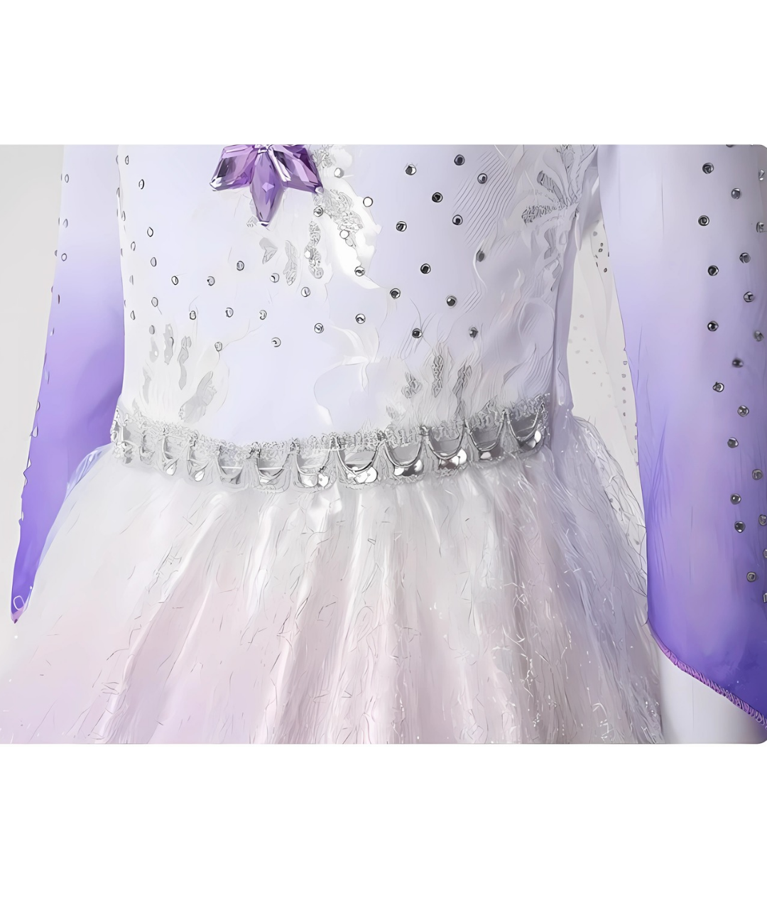 Princess Elsa Crown Magic Wand Dress Princess Costume Princess Dress Up for Girls, Deluxe Fancy Dress for Party, Bridesmaid, Parade, Halloween Cosplay