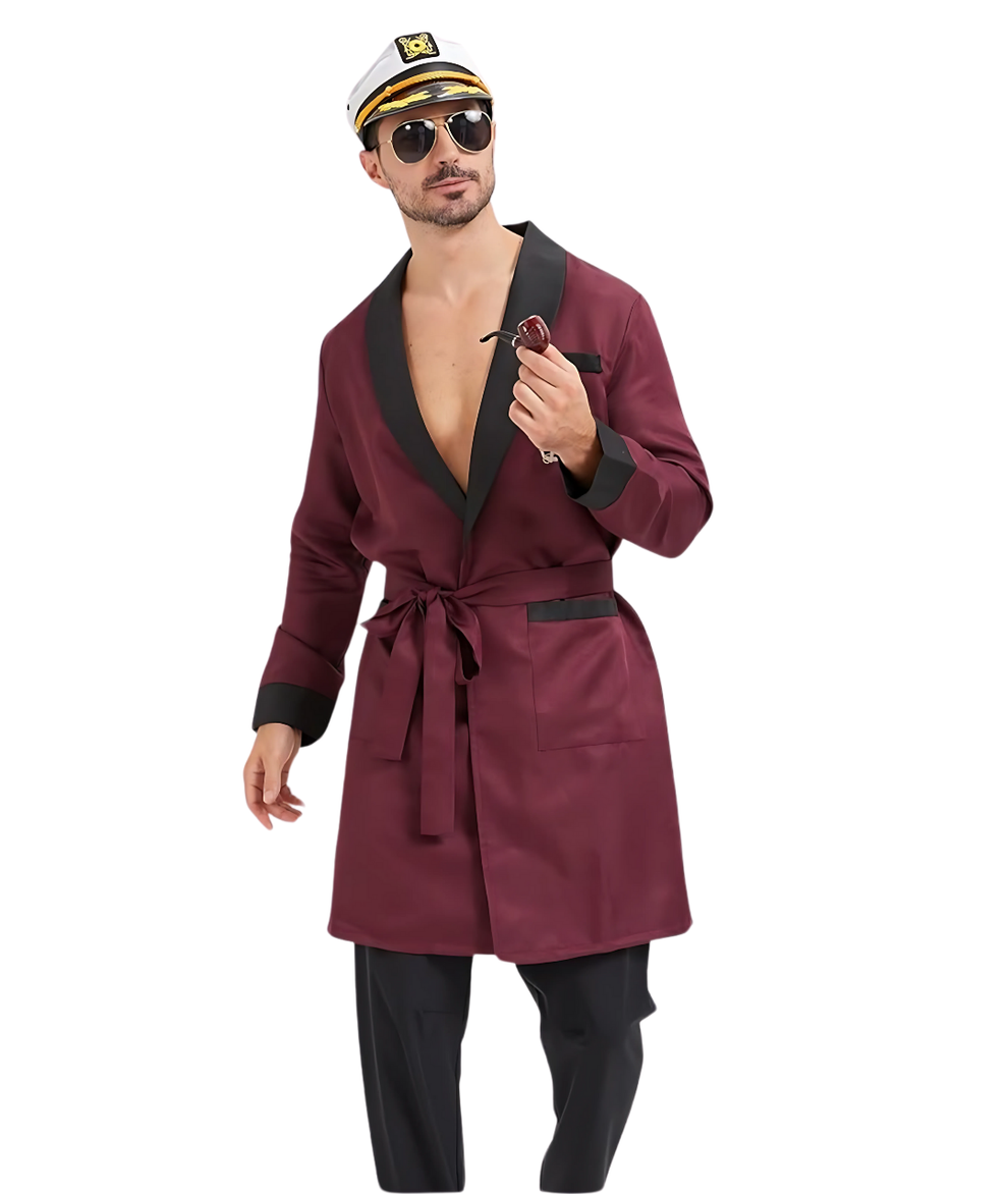 Men Captain Costume Halloween Outfit Red Robe – FANTASIA Costume Shop