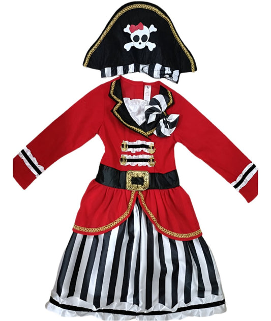 Red Pirate Costume Girl Boy Halloween Party Classic Fancy Dress