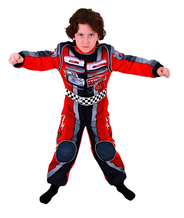Red Race Car Driver Uniform Kids Boys Racing Driver Costume Fancy Dres