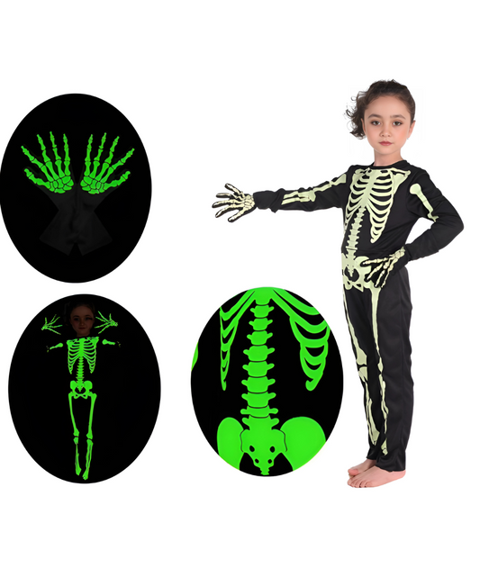 Skeleton Costume Glow-in-The-Dark for Kids,Toddler, Halloween 