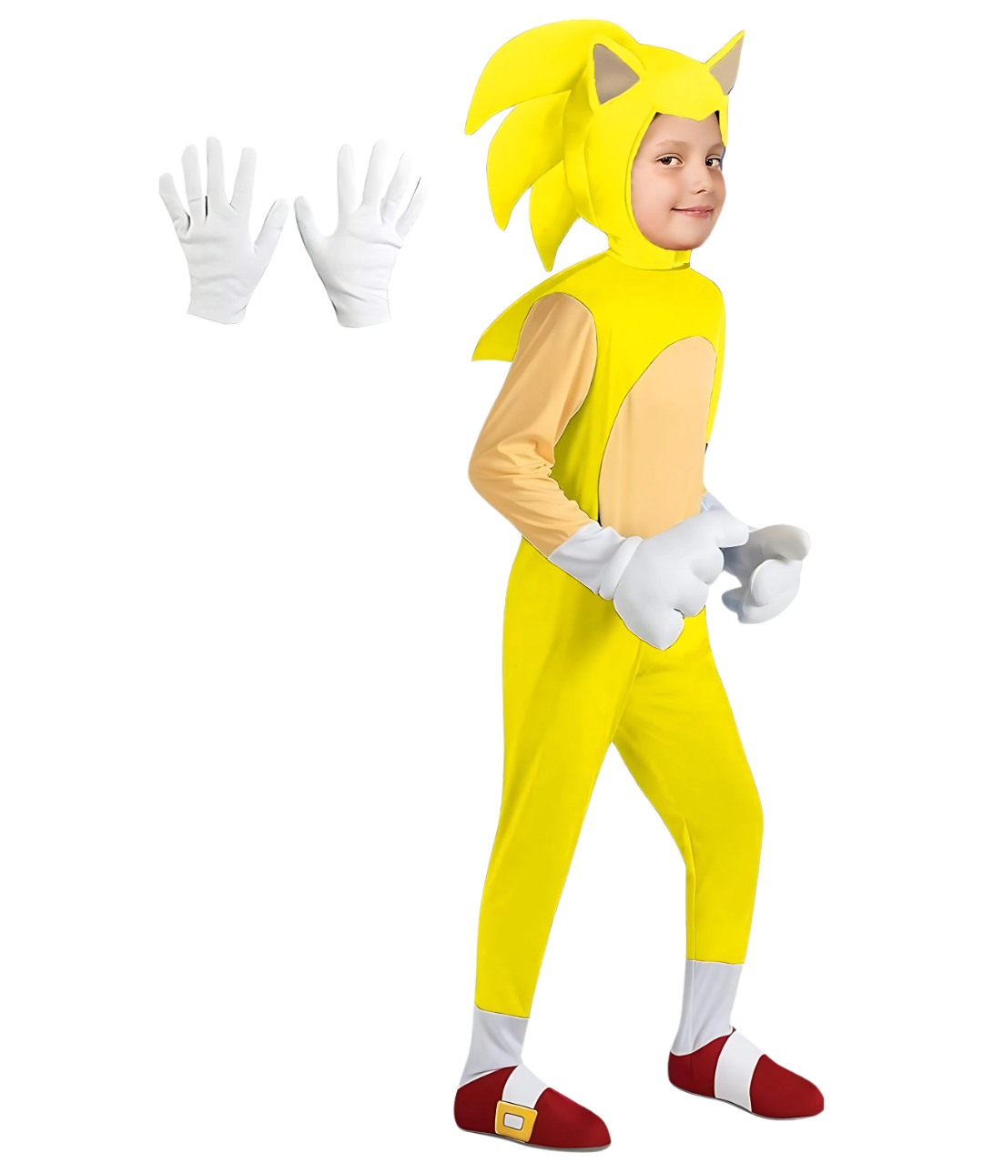 Sonic the Hedgehog Cosplay Halloween Costume yellow Jumpsuit Fancy Dress Outfit for kids2