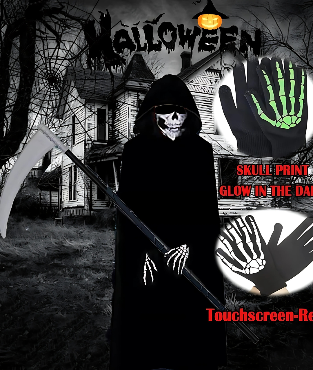 Spooky and Cute Halloween Reaper Skeleton Scary Grim Reaper Dress-up for Adult-set in Jordan