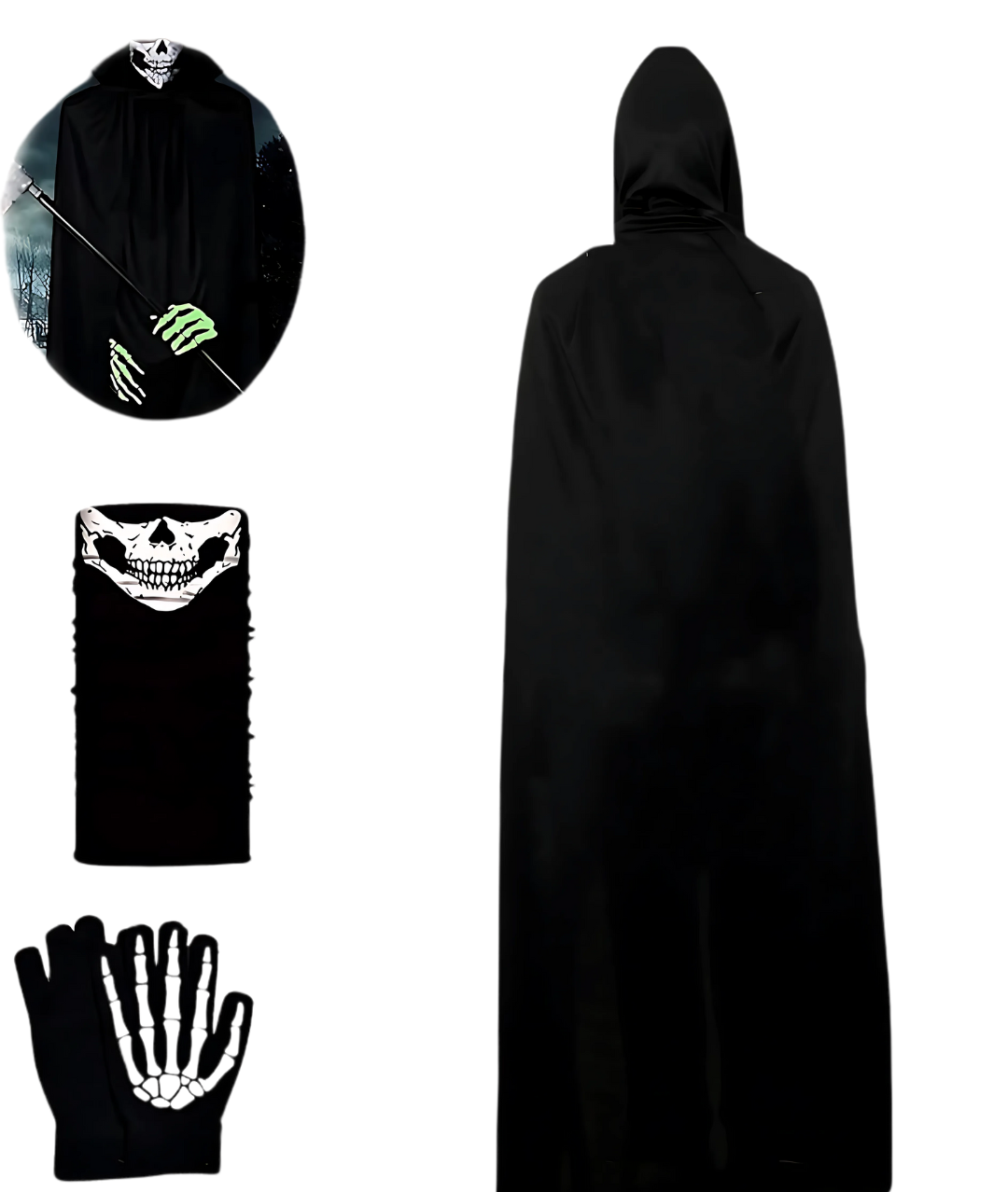 Spooky and Cute Halloween Reaper Skeleton Scary Grim Reaper Dress-up for Adult2