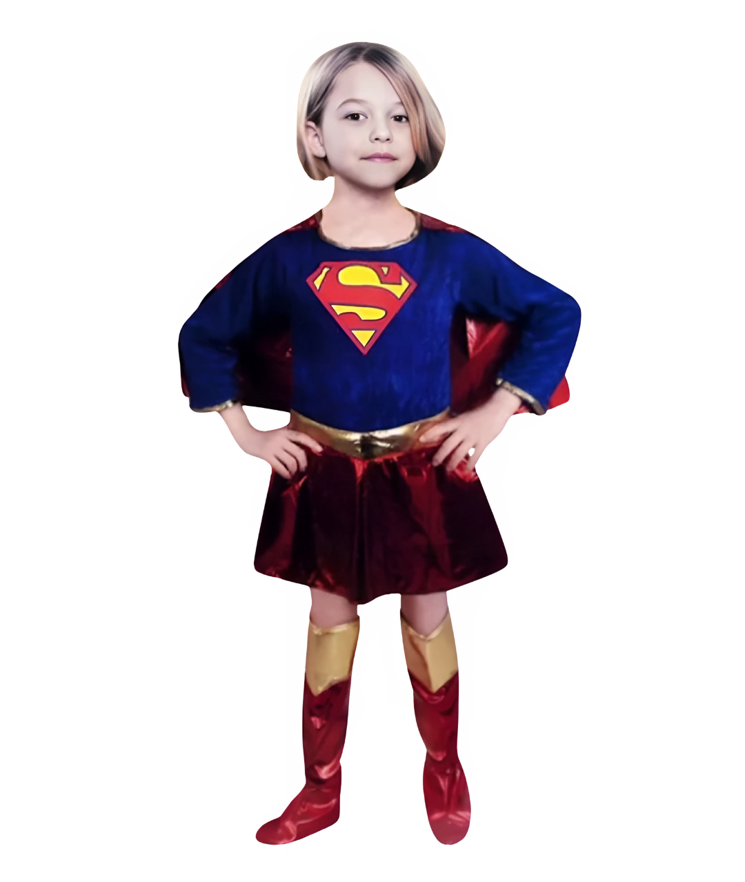Super Hero Deluxe Supergirl Costume Dress Blue and Red Supergirl Fancy Dress