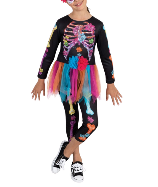 Tu, Halloween Colorful Rainbow Skeleton Costume