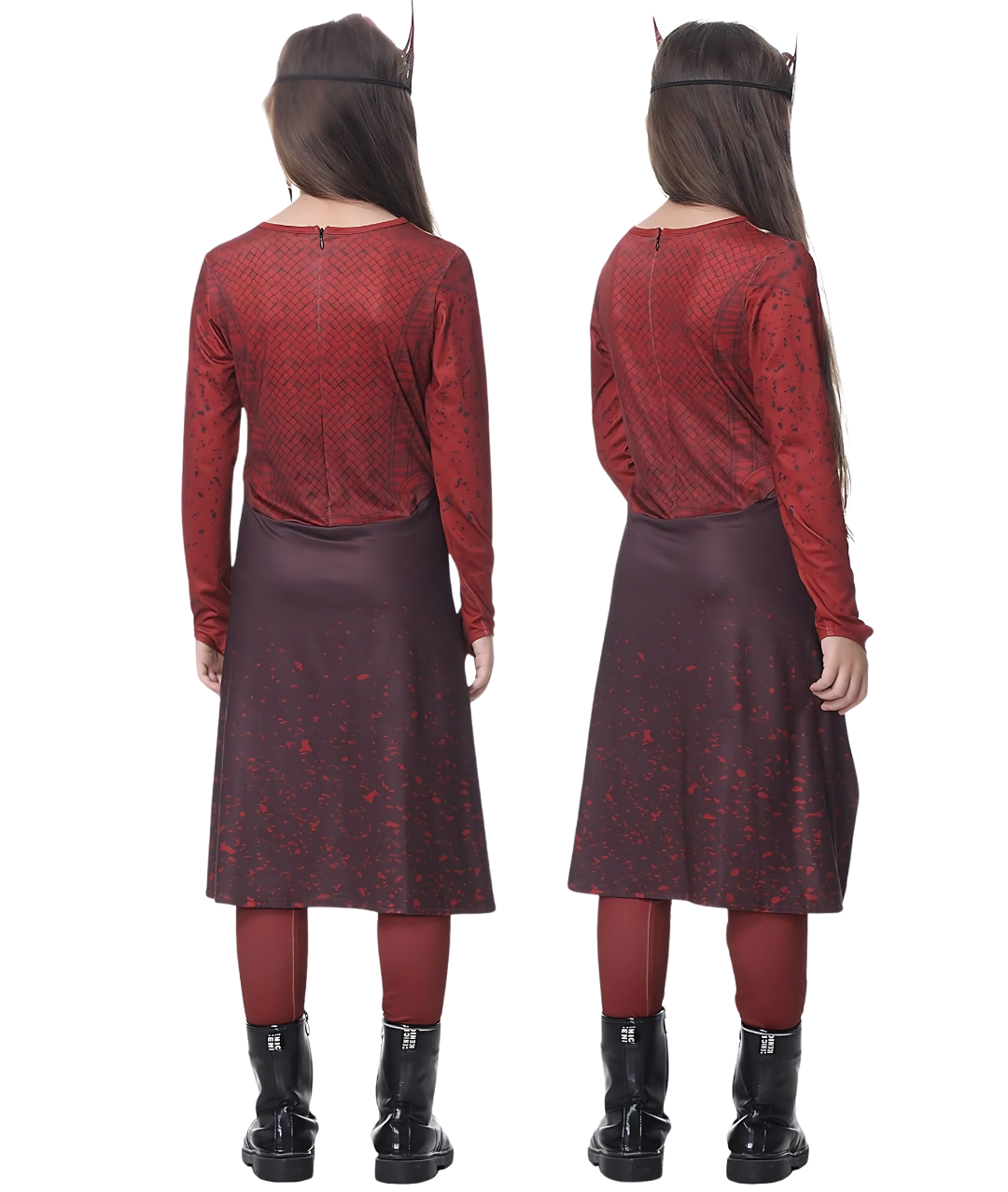 Wanda Witch Costume Girl's Cosplay Red Jumpsuit Dress Up Halloween Outfits2