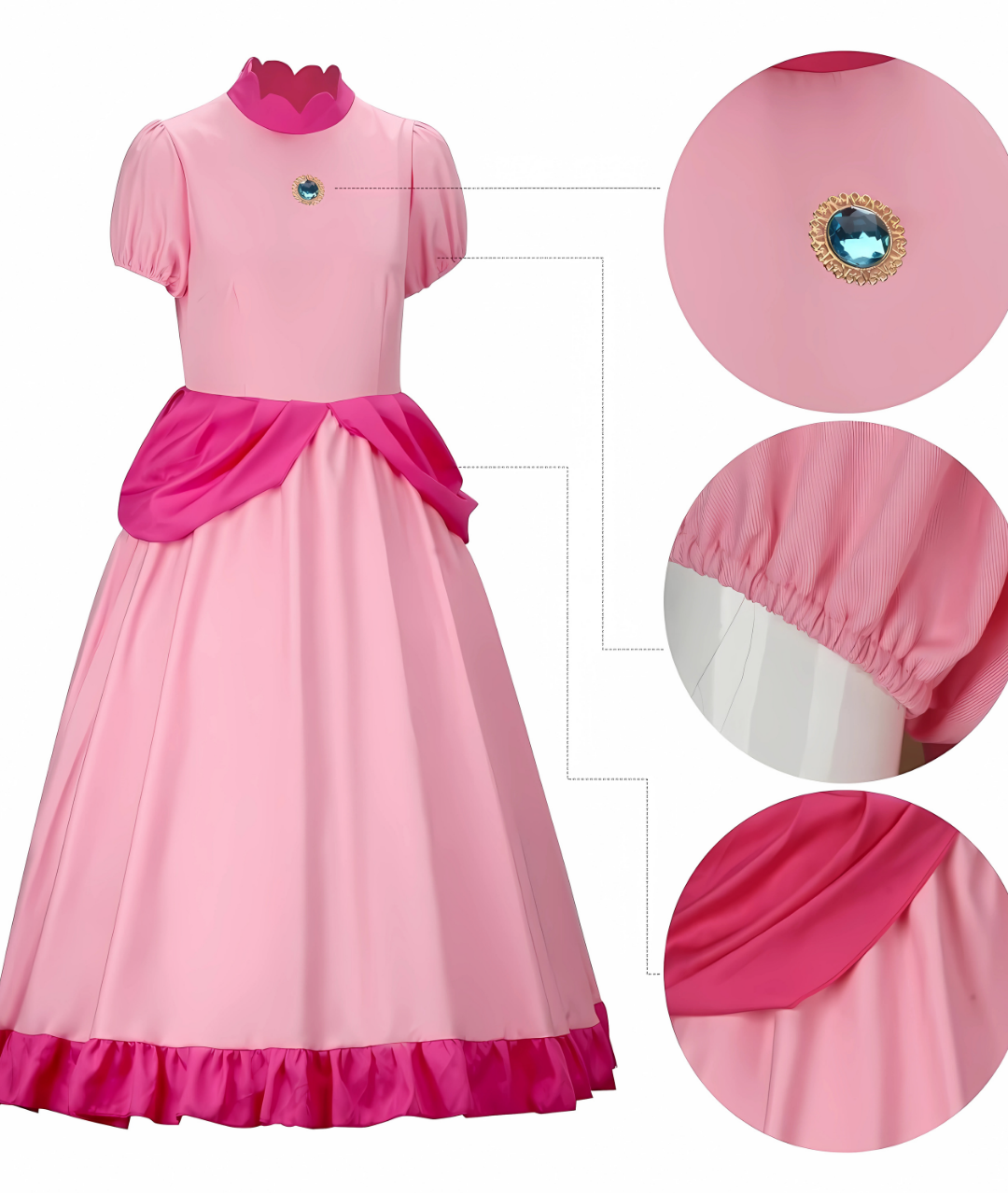 Women Princess Peach Daisy Costume Dress Outfit3