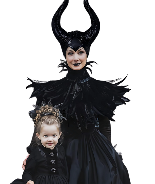 Women's Deluxe Maleficent Costume Suit Evil Witch Dress Black Queen Gown-set in Jordan