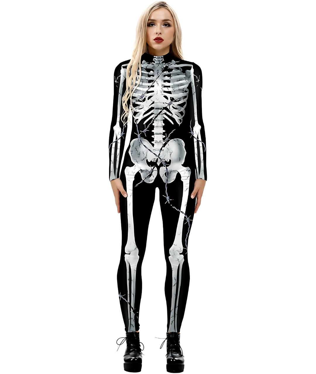 Women's Skeleton Halloween Bodysuit Costume Stretch-set in Jordan