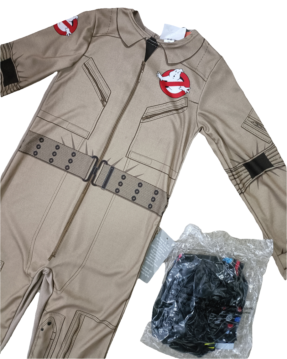 Beige Ghostbusters Costume With Proton Pack Halloween costume for kids