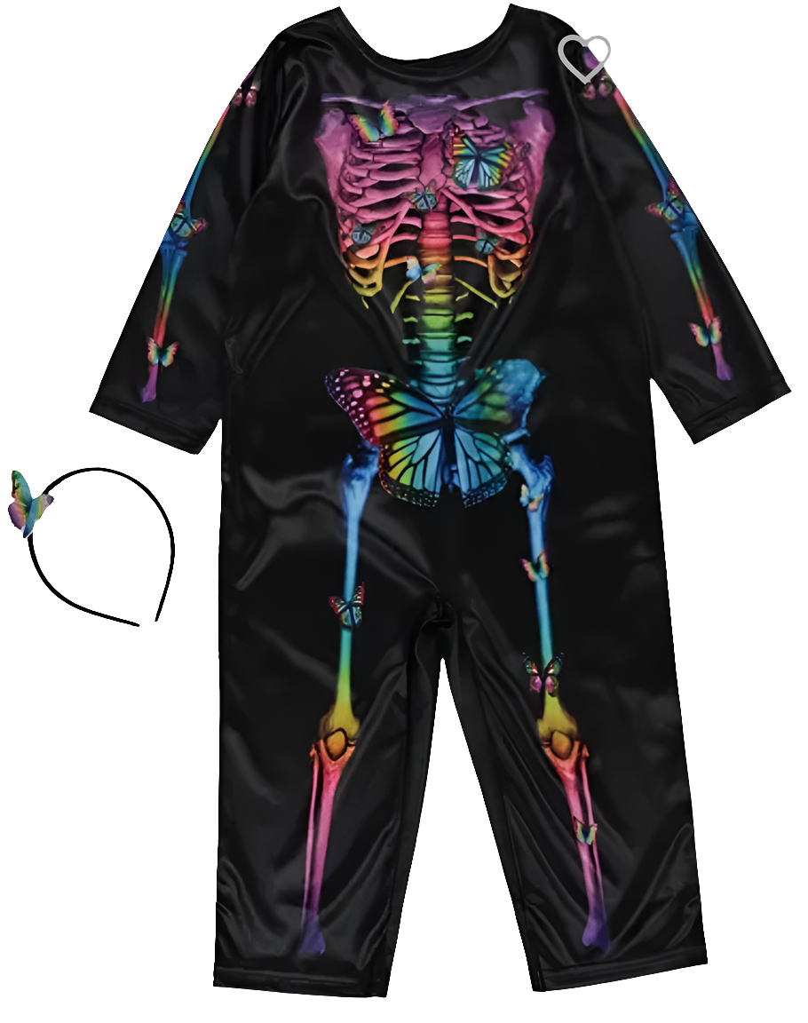 Tu, Butterfly Halloween Colorful Rainbow Skeleton Costume set