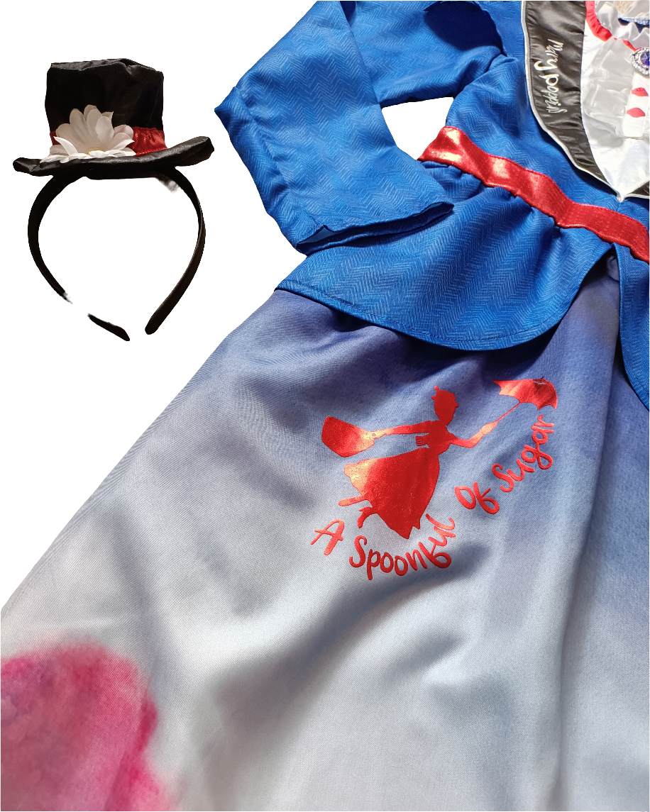 George Officially Licensed Mary Poppins fancy dress Costume with Headband Hat and Mock Umbrella