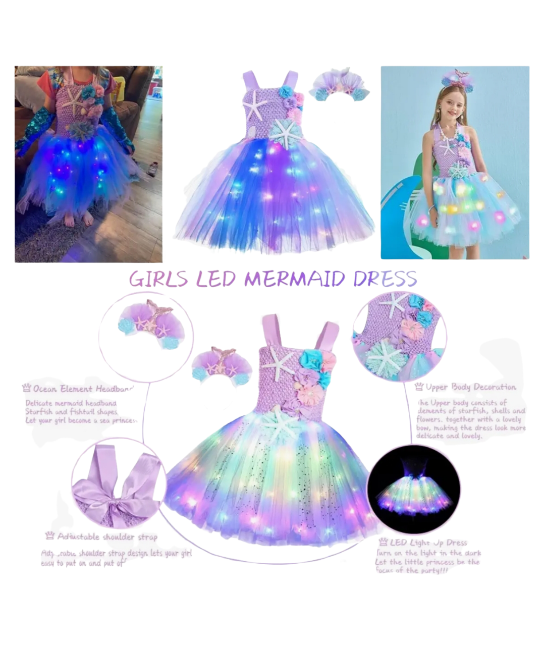 Girls Led Mermaid Dress