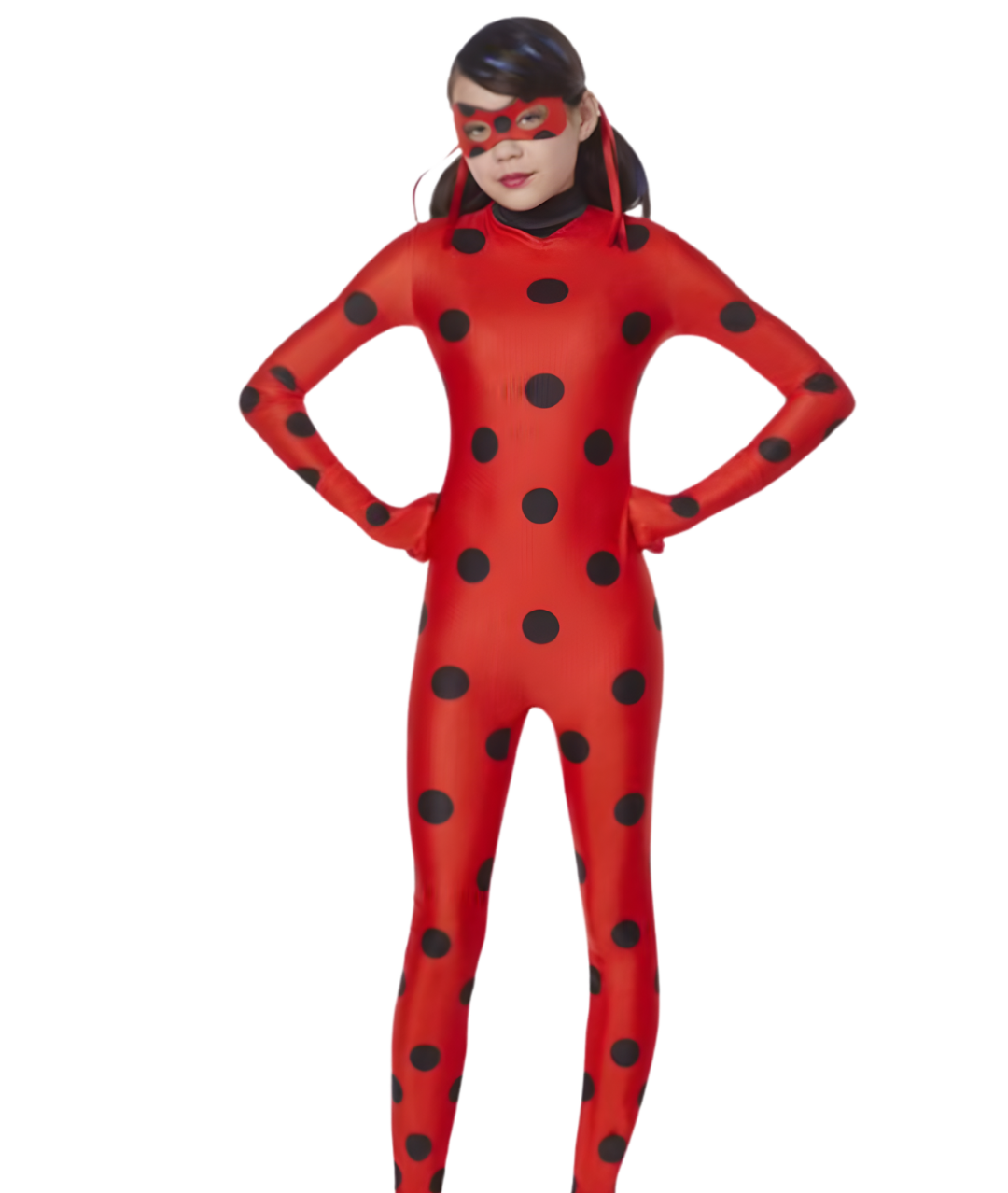 Girls Ladybug Jumbsuit Costume with Eye Mask